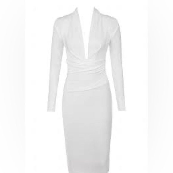 House of CB FRANCESCA WHITE DRAPED BANDAGE DRESS - Picture 10 of 11